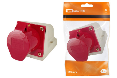 Розетка 114 стационарная 3Р+РЕ 16А 380В IP44 ТДМ                                        