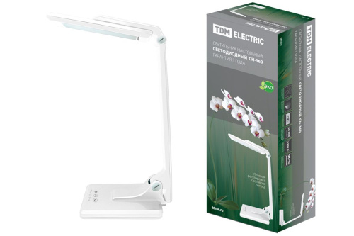 Светильник светодиодный настольный  СН-360, 10 Вт складной, сенсор-диммер, 220 В, 5300 К белый ТДМ                                        