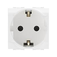 Электрическая розетка  с заземлением, со шторками, белая, 2мод. (упак 10шт)          