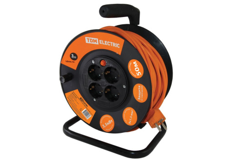 Удлинитель силовой УКз16-004  (IP44 4 места/50м ПВС 3х1,5) ТДМ                                        