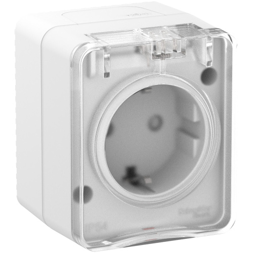 Розетка о/у AtlasDesign Profi54 1м с/з с з/ш белый IP54 16А SchE                                         фото 3                    