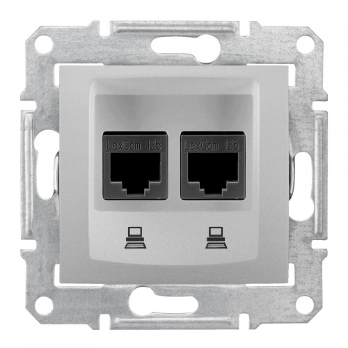 Розетка с/у Sedna RJ45 2м алюминий механизм кат.5Е (комп.) SchE                                        