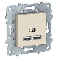 Розетка Unica new  USB, 5 В/2100 мА,бежевый SchE          