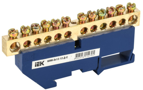 Шина N нулевая с DIN-изолятором 8х12мм 12 групп ШНИ-8х12-10-Д-С ИЭК                                        