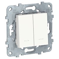 Выключатель Unica new  2-кл,2 мод,подсв., белый SchE          