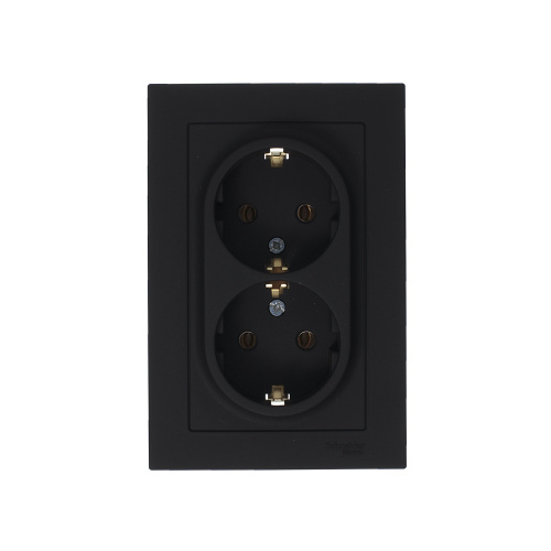 Розетка с/у AtlasDesign 2м с/з карбон IP20 в сборе 16А (упак-6шт) SchE                                         фото 5                    