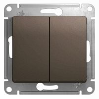 Выключатель с/у GLOSSA 2кл шоколад IP20 механизм 10АХ 250В SchE          