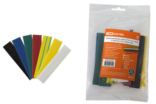 Термоусаживаемая трубка 14/7 набор (7 цветов по 3 шт. 100мм) ТУТнг ТДМ                                        