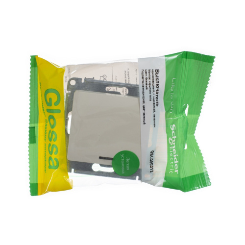 Выключатель с/у GLOSSA 1кл бежевый, механизм IP20 10А с инд. (упак-20шт) SchE                                         фото 6                    