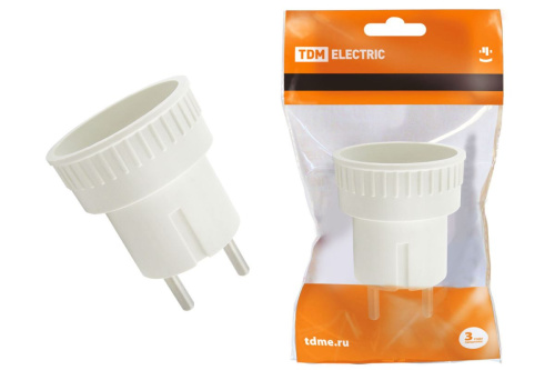 Адаптер (розетка б/з - SHUKO) 6А 250В белый ТДМ                                        