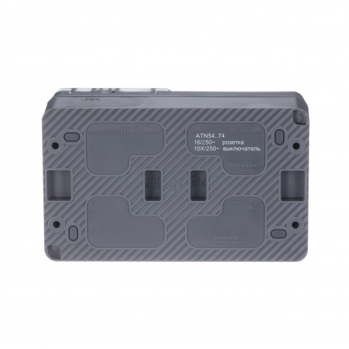 Блок о/у AtlasDesign Profi54 Розетка 1м с/з с з/ш 16А + Выкл. 2кл антрацит IP54 SchE                                         фото 2                    