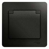 Розетка с/у GLOSSA 1м с/з с з/ш антарцит IP20 в сборе 16А 250В с защ.крыш. SchE          