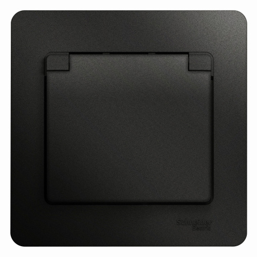 Розетка с/у GLOSSA 1м с/з с з/ш антарцит IP20 в сборе 16А 250В с защ.крыш. SchE                                        