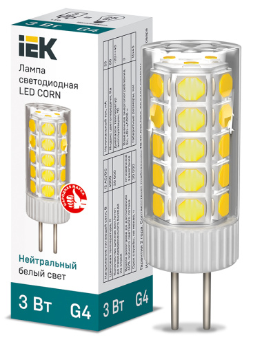 Лампа LED CORN капсула 3Вт 12В 4000К керамика G4 IEK                                        