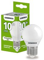 Лампа светодиодная  10Вт E27 G45 4000К шар (упак-100шт) GENERICA          