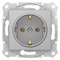 Розетка с/у Sedna 1м с/з алюминий IP20  механизм 16A (упак-10шт) SchE          